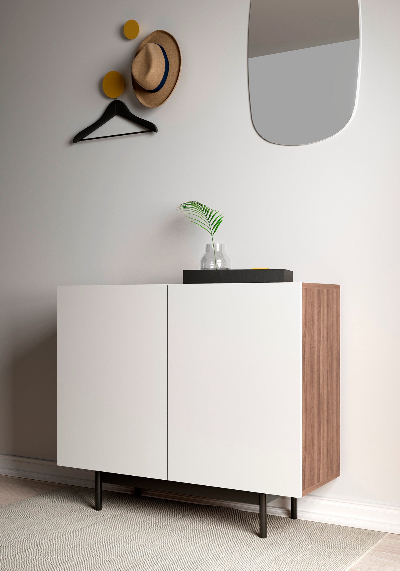 Recibidor de madera de haya y melamina 90x34x78 cm Marcelo