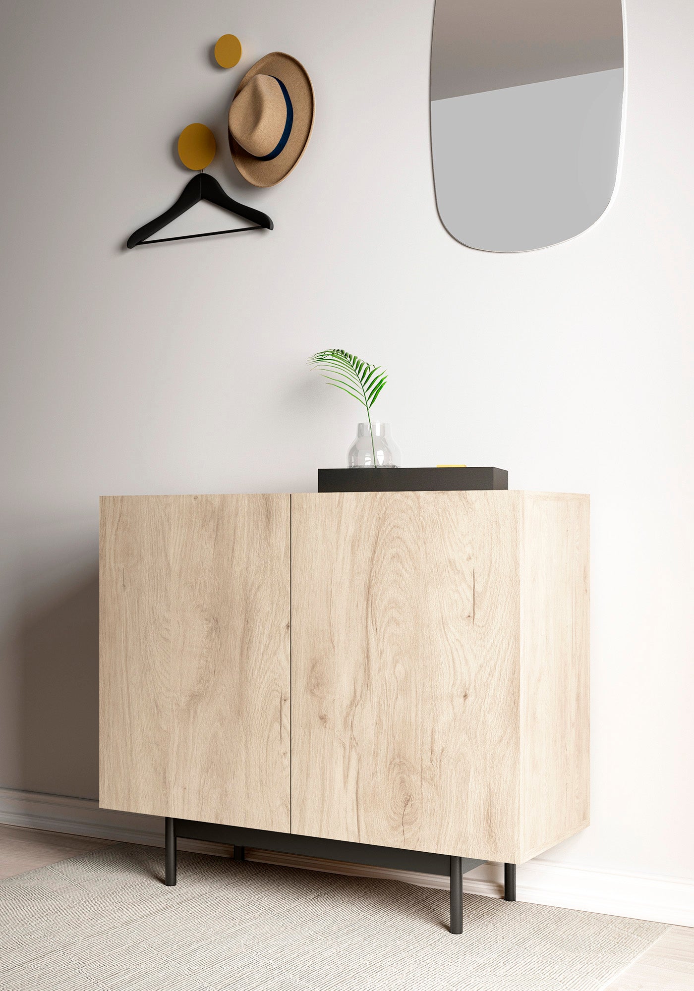 Recibidor de madera de haya y melamina 90x34x78 cm Marcelo