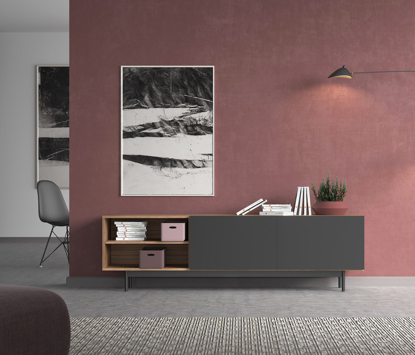 Mueble TV de melamina 180x44x52 cm Maximiliano