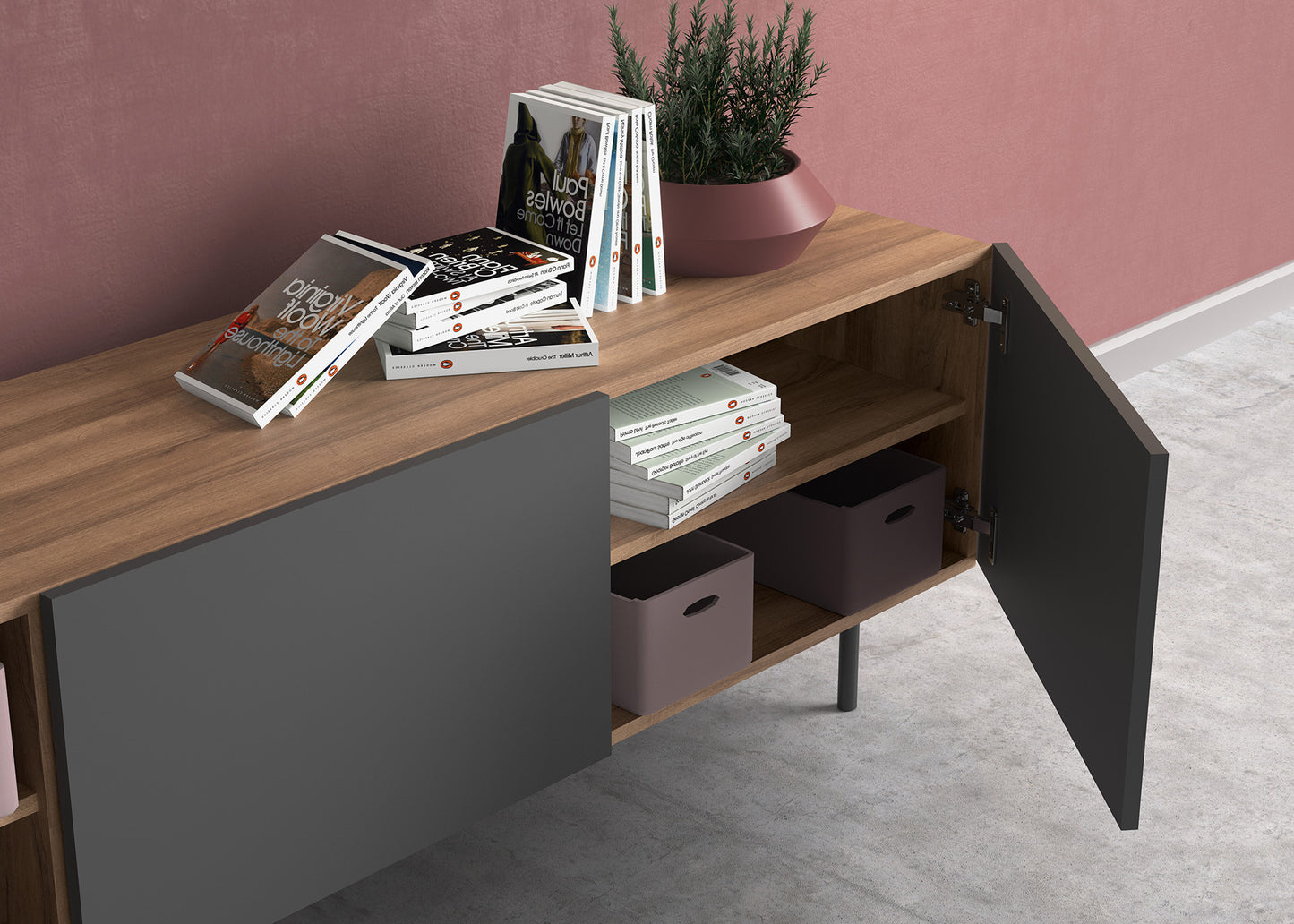 Mueble TV de melamina 180x44x52 cm Maximiliano