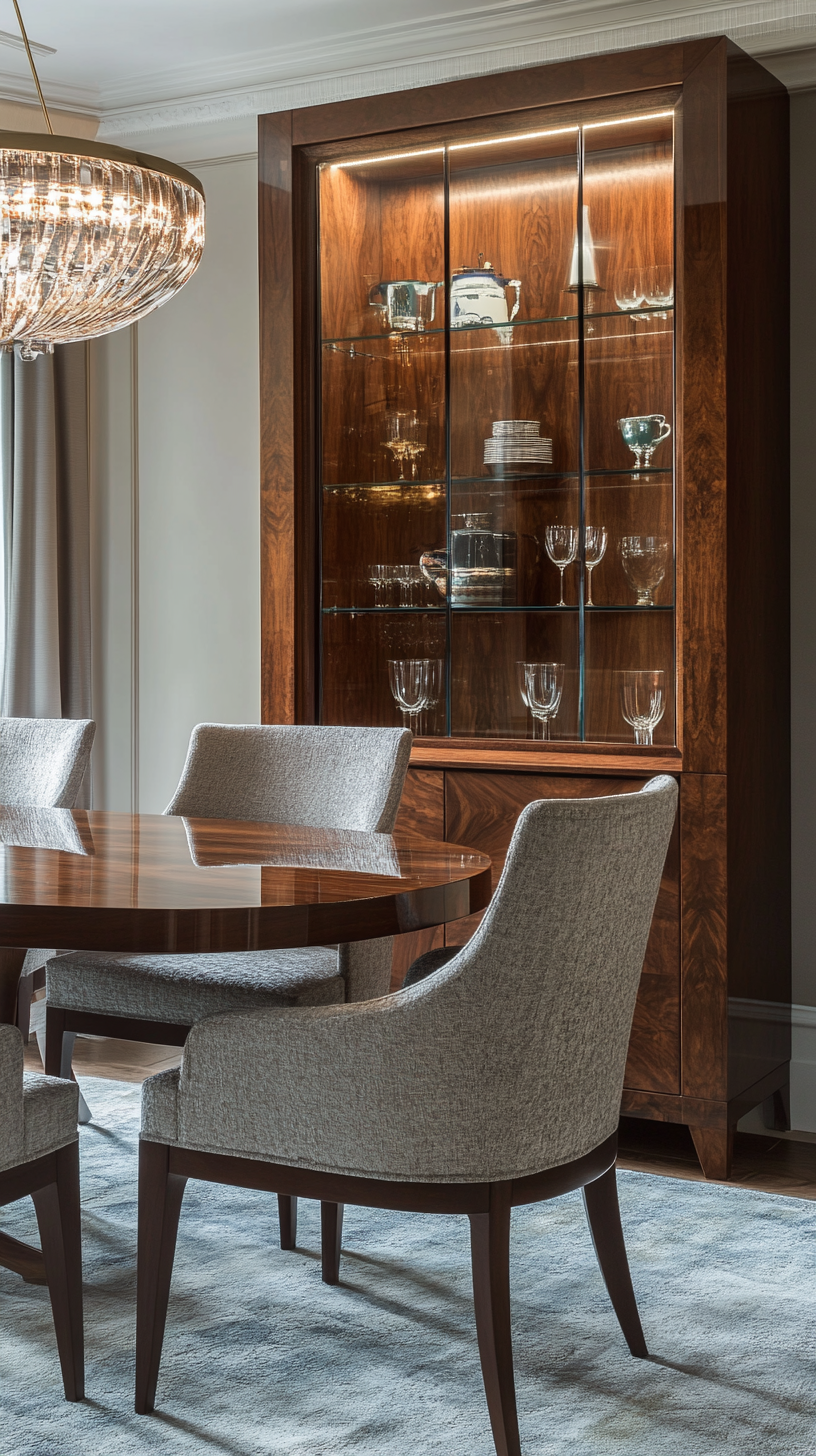 alacenas, vitrinas, alacenas de madera, vitrinas modernas, muebles de comedor, vajilla, cristalería, almacenamiento, decoración, diseño de interiores.