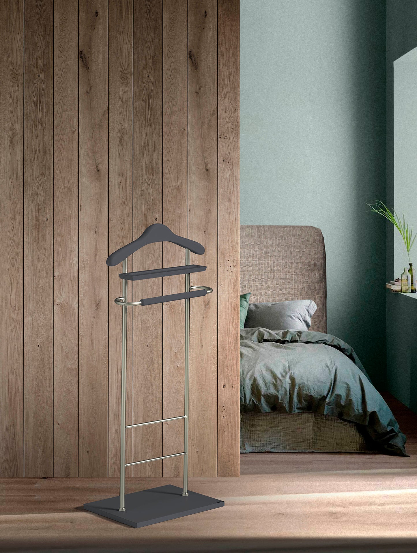 Galán de Noche 110x45x28cm | Madera de haya y metal cromado