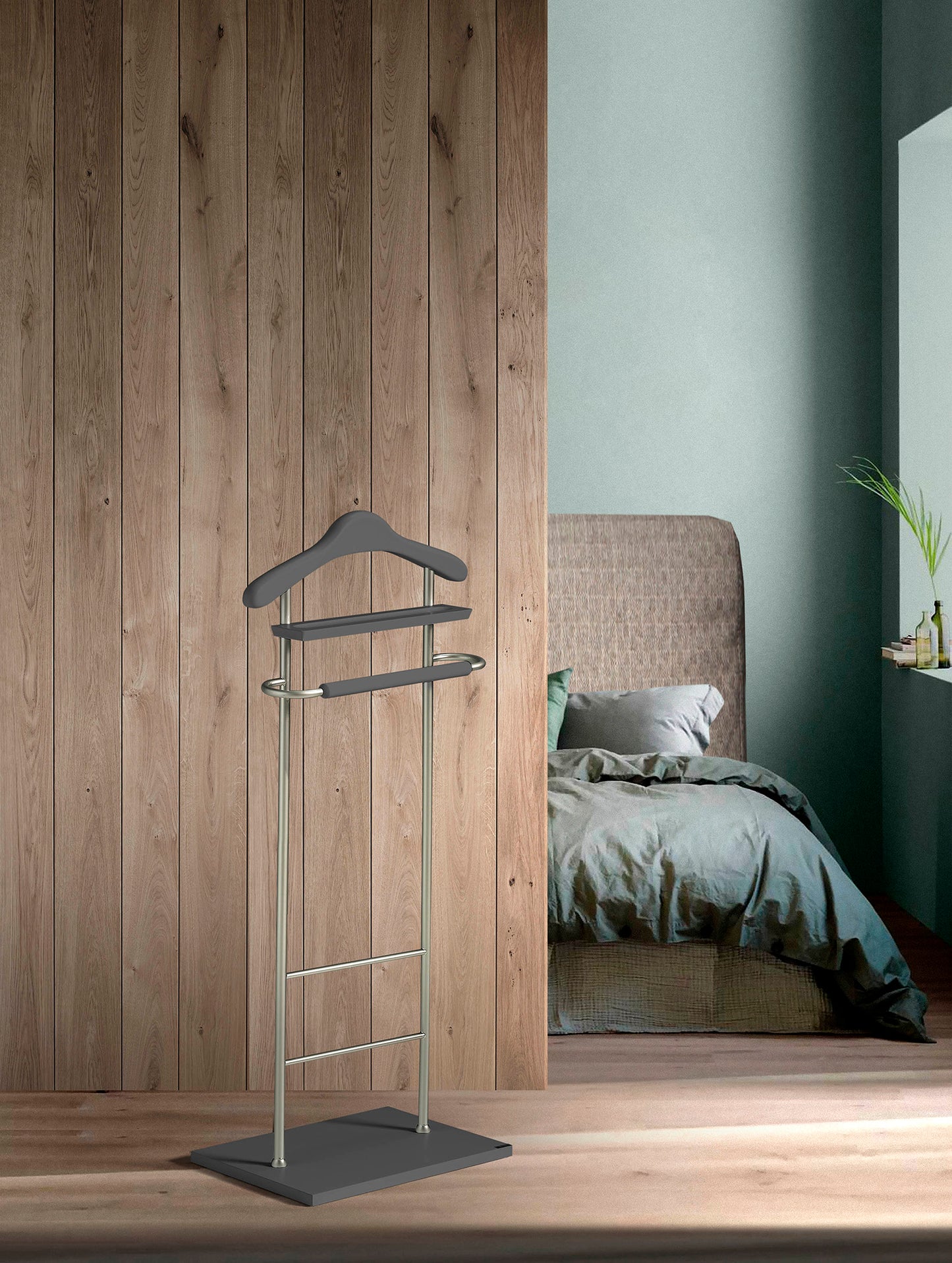 Galán de Noche 110x45x28cm | Madera de haya y metal cromado