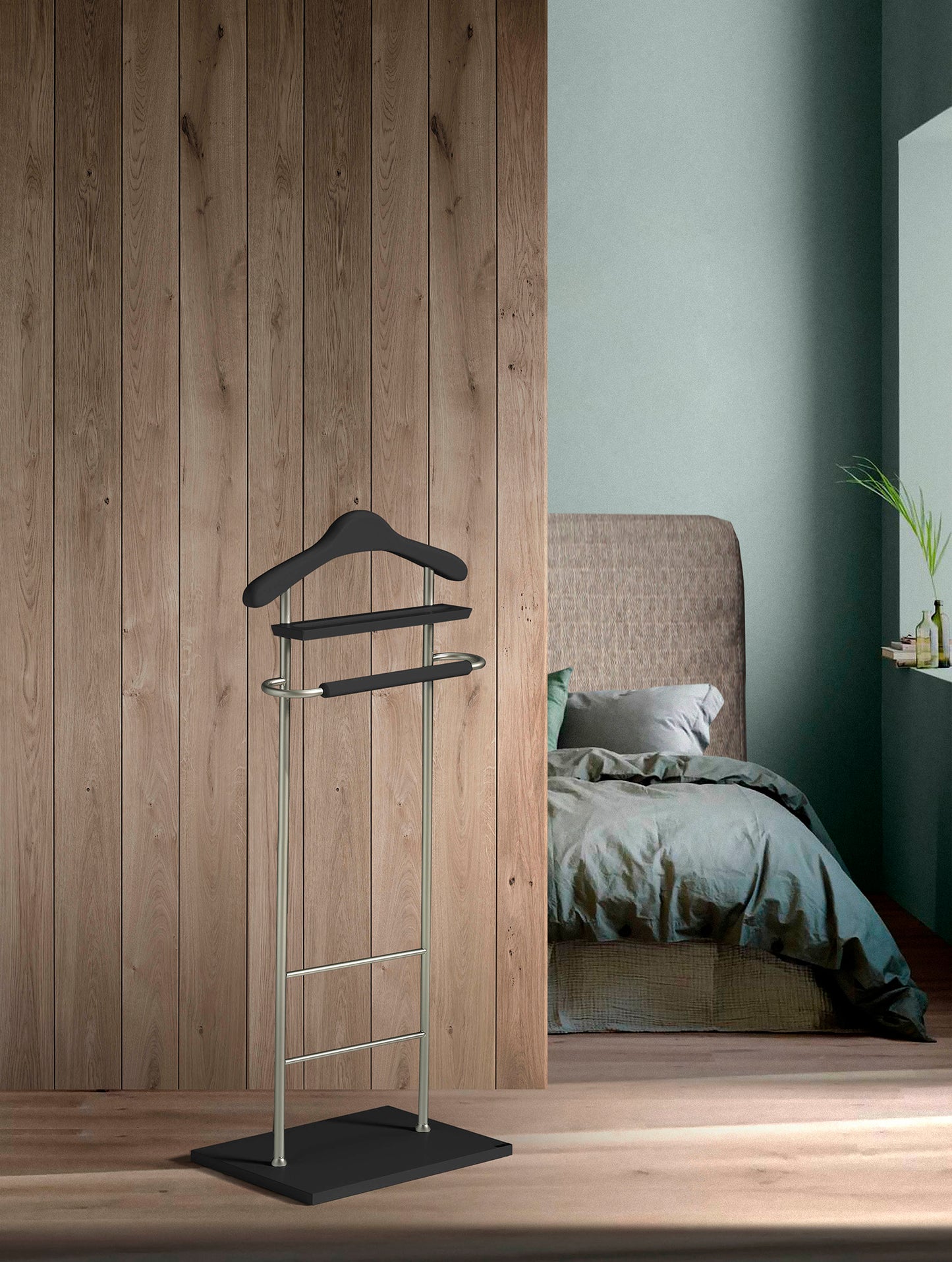 Galán de Noche 110x45x28cm | Madera de haya y metal cromado