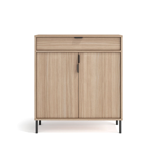 Zapatero de madera de haya y melamina 89x80x29 cm