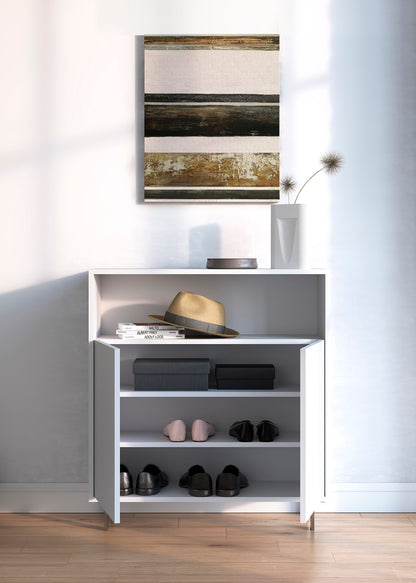 Zapatero de madera de haya y melamina 80x28x87 cm Luis