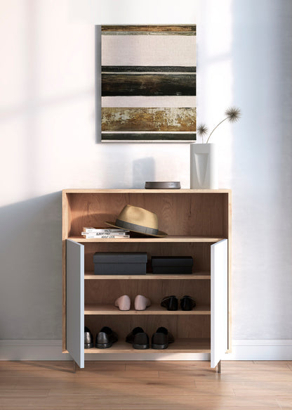 Zapatero de madera de haya y melamina 80x28x87 cm Luis