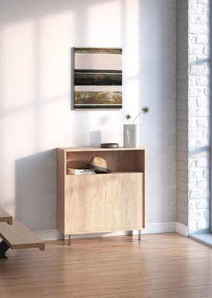 Zapatero de madera de haya y melamina 80x28x87 cm Luis
