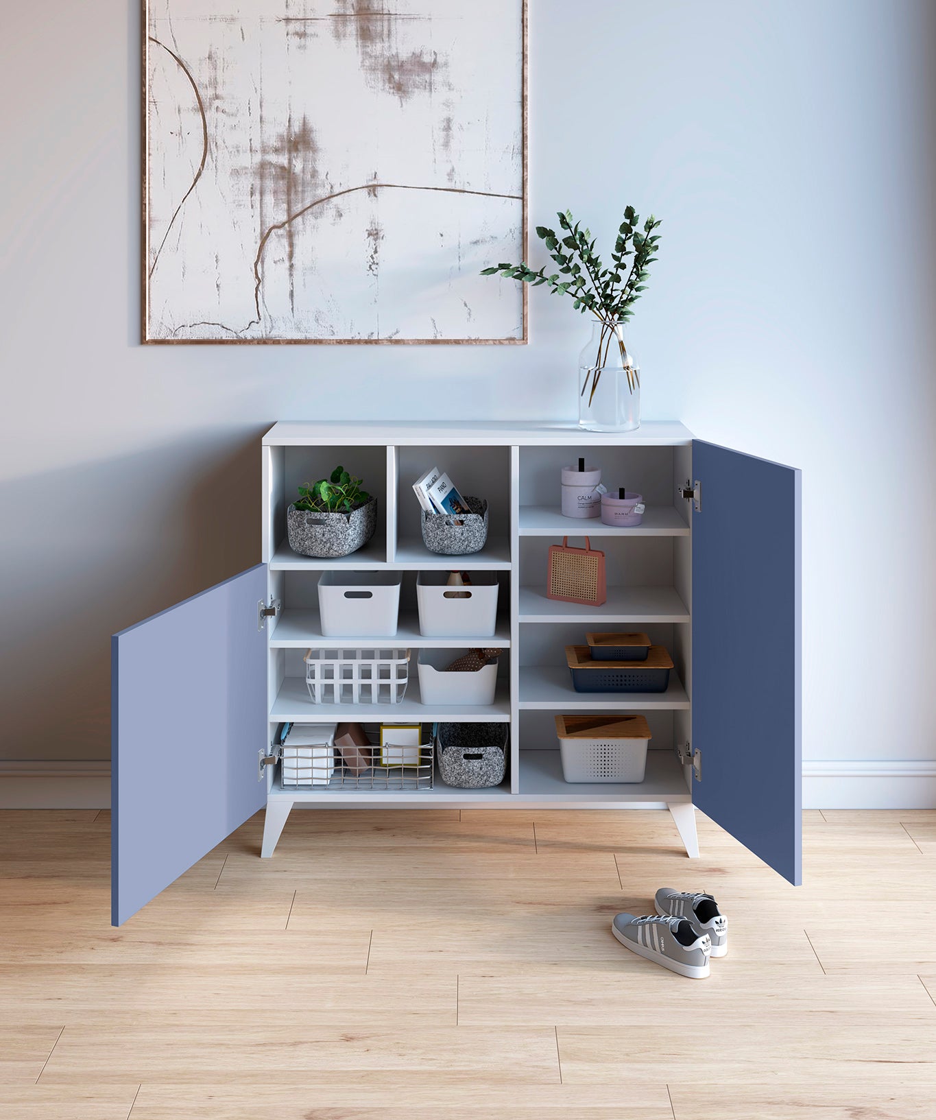 Zapatero Madera de haya y melamina 90x27x90 cm Blanco
