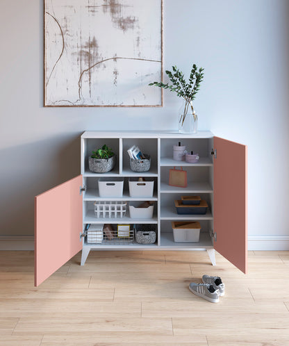 Zapatero Madera de haya y melamina 90x27x90 cm Blanco