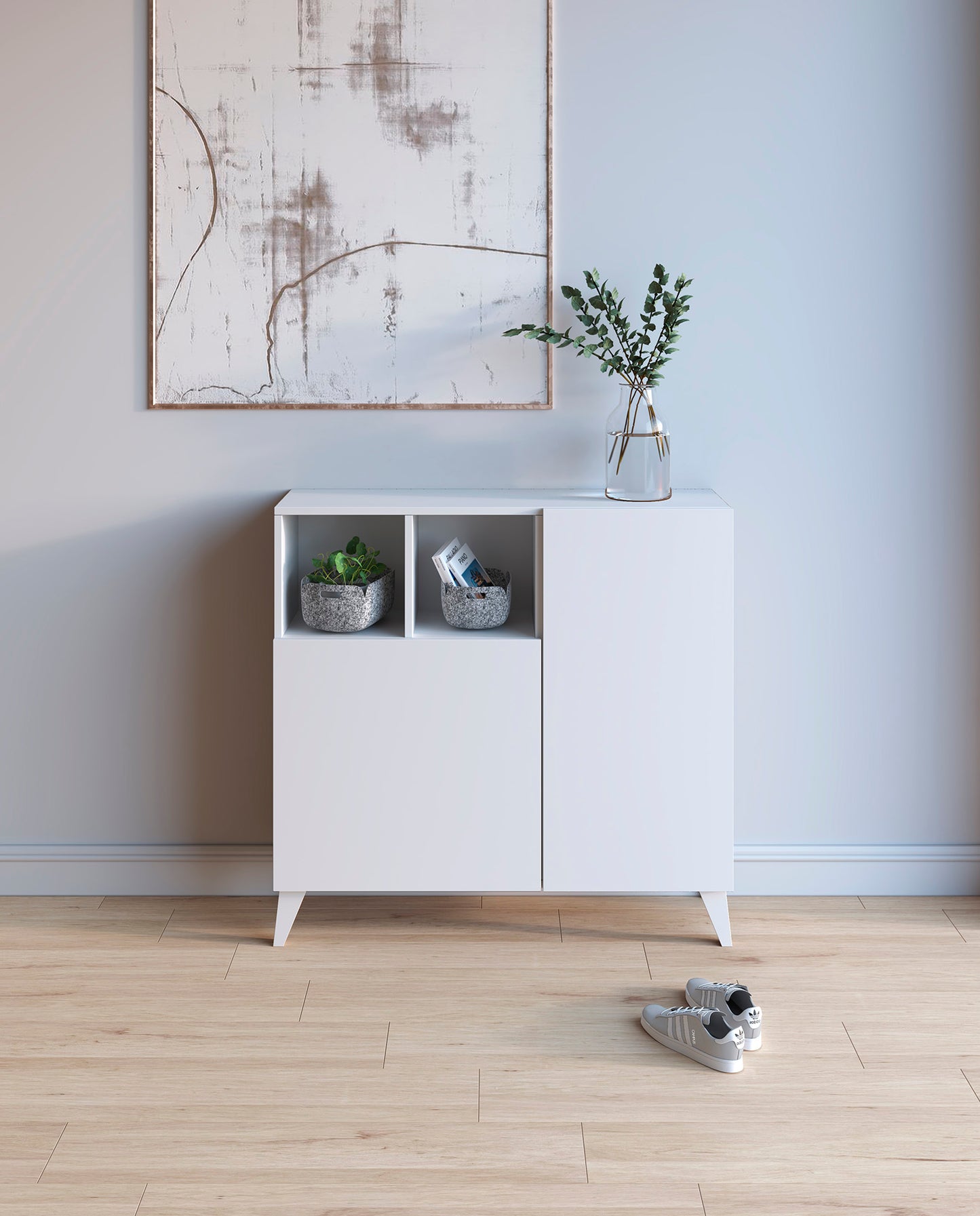 Zapatero Madera de haya y melamina 90x27x90 cm Blanco