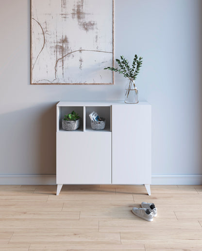 Zapatero Madera de haya y melamina 90x27x90 cm Blanco
