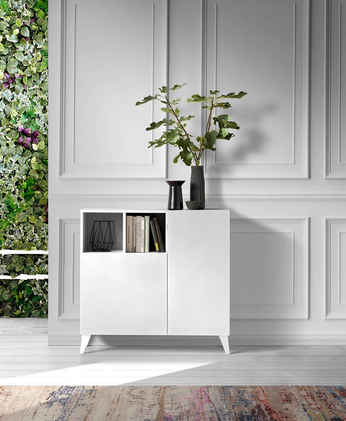 Zapatero Madera de haya y melamina 90x27x90 cm Blanco