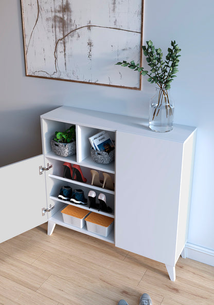 Zapatero Madera de haya y melamina 90x27x90 cm Blanco