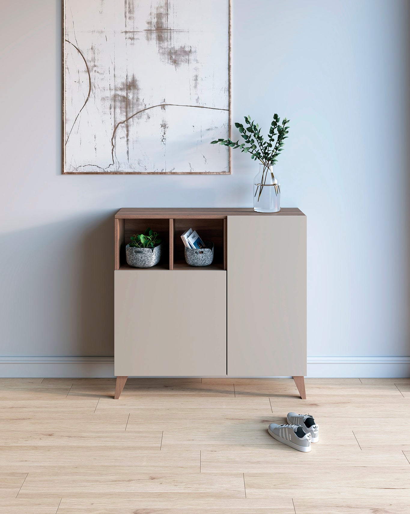 Zapatero Madera de haya y melamina 90x27x90 cm Nogal