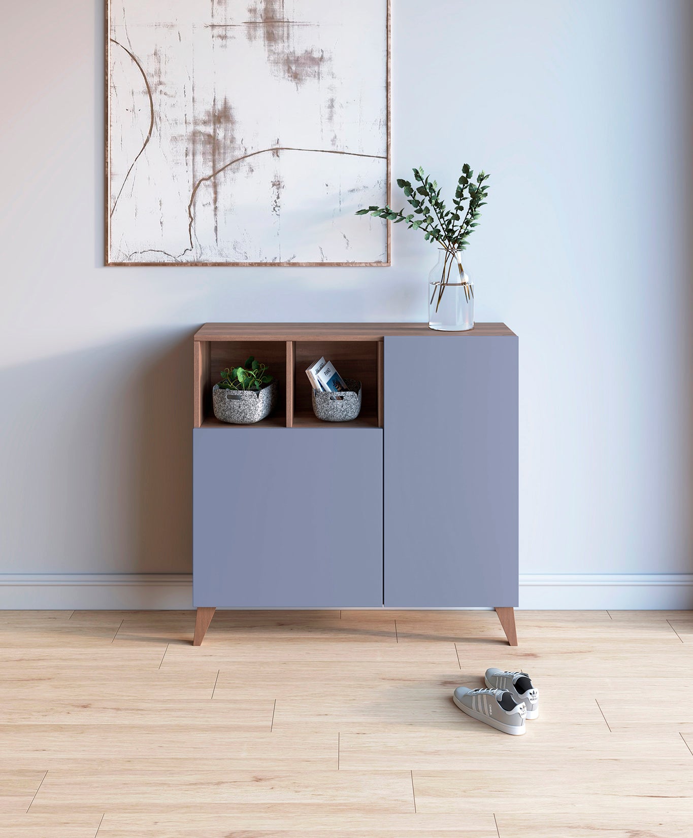 Zapatero Madera de haya y melamina 90x27x90 cm Nogal