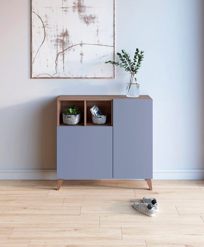 Zapatero Madera de haya y melamina 90x27x90 cm Nogal
