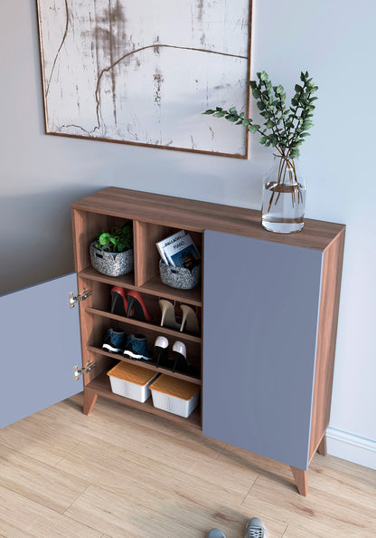 Zapatero Madera de haya y melamina 90x27x90 cm Nogal