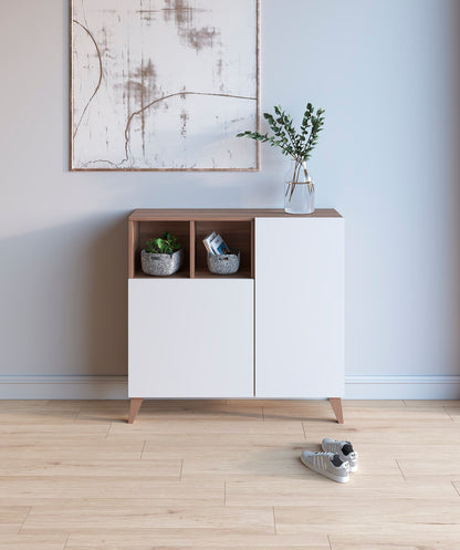 Zapatero Madera de haya y melamina 90x27x90 cm Nogal