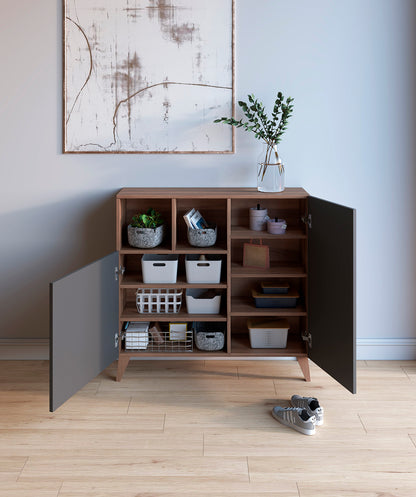 Zapatero Madera de haya y melamina 90x27x90 cm Nogal