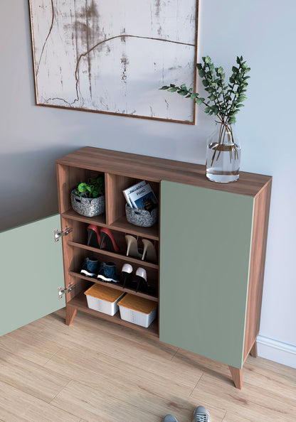 Zapatero Madera de haya y melamina 90x27x90 cm Nogal