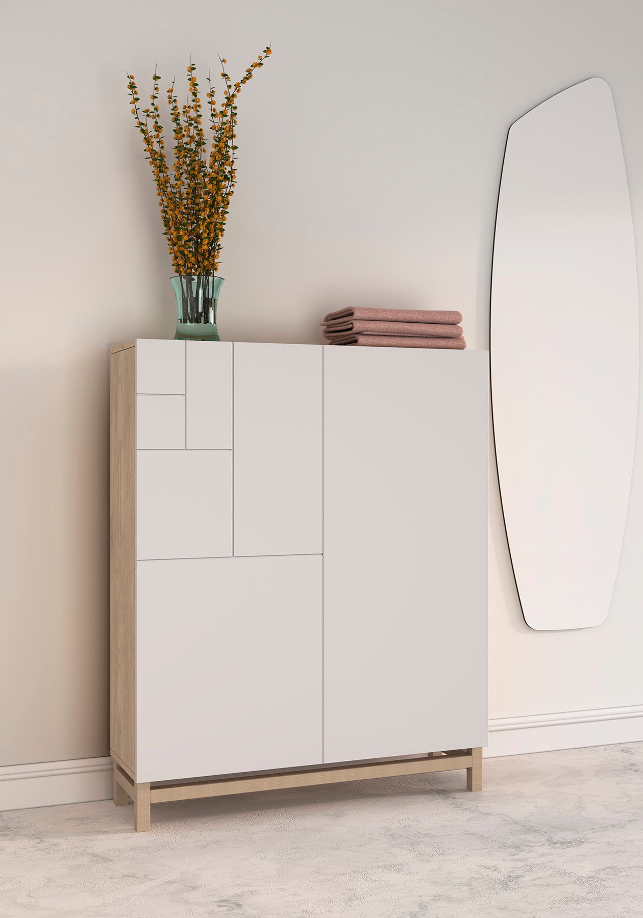 Zapatero de Melamina 90x27x112 cm Roble
