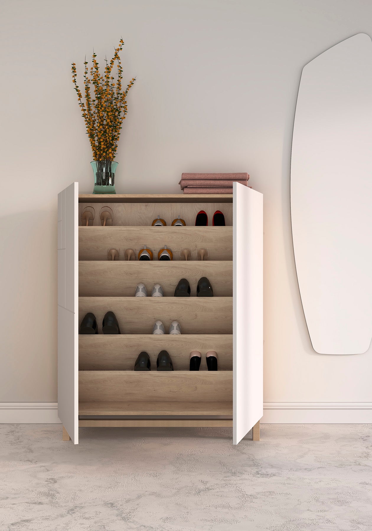 Zapatero de Melamina 90x27x112 cm Roble