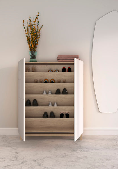 Zapatero de Melamina 90x27x112 cm Roble