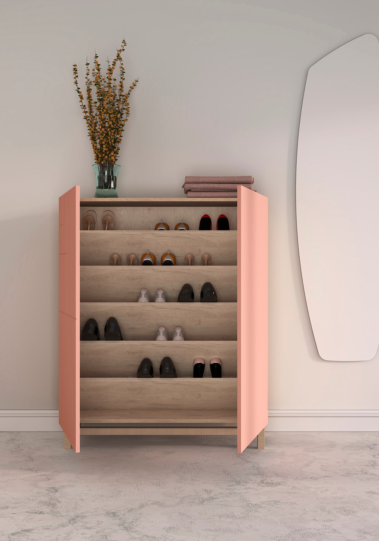 Zapatero de Melamina 90x27x112 cm Roble