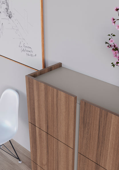 Zapatero multifunciones de melamina 95x35x122 cm Nogal