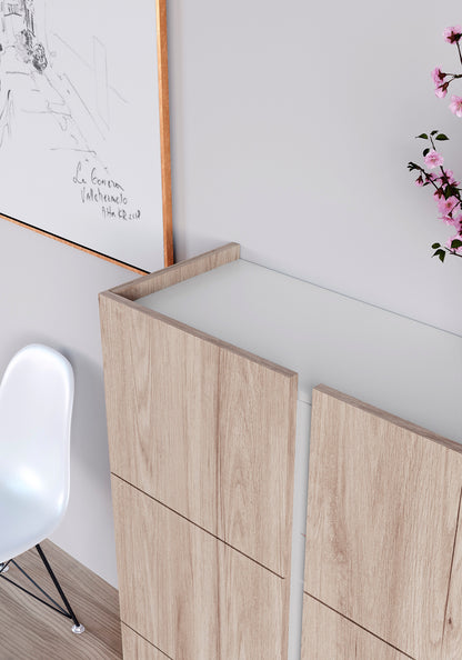 Zapatero multifunciones de melamina 95x35x122 cm Roble