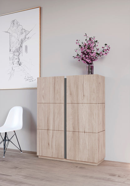 Zapatero multifunciones de melamina 95x35x122 cm Roble