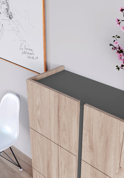 Zapatero multifunciones de melamina 95x35x122 cm Roble