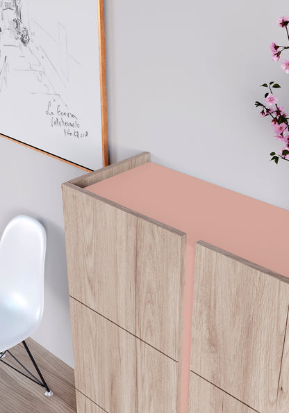 Zapatero multifunciones de melamina 95x35x122 cm Roble