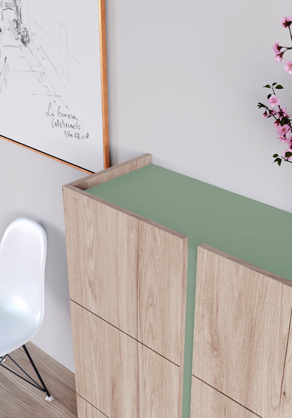 Zapatero multifunciones de melamina 95x35x122 cm Roble