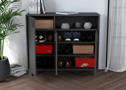 Zapatero multifunciones de  melamina 100x37x88 cm Grafito