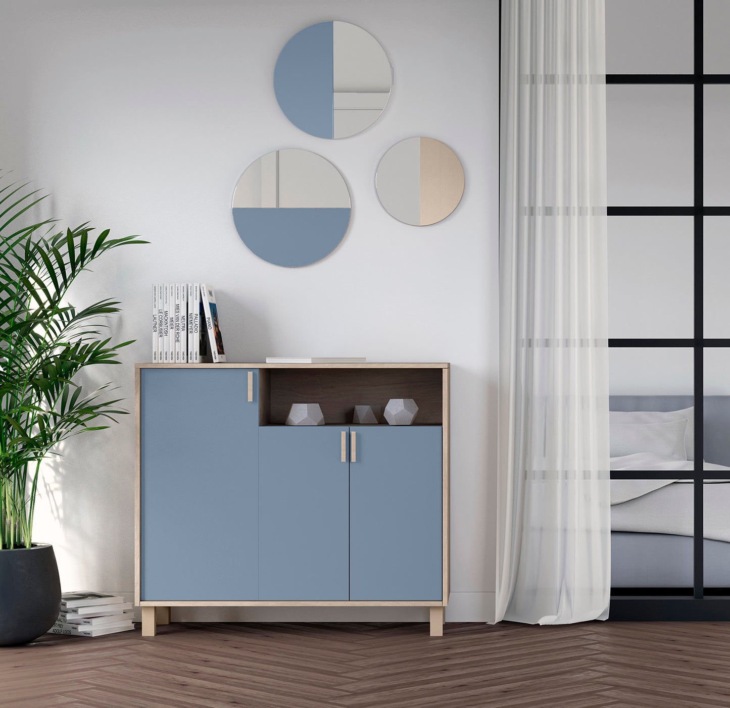 Zapatero multifunciones de  melamina 100x37x88 cm Roble