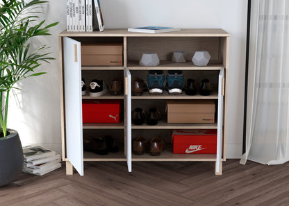 Zapatero multifunciones de  melamina 100x37x88 cm Roble