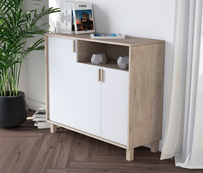 Zapatero multifunciones de  melamina 100x37x88 cm Roble