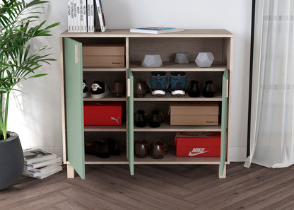 Zapatero multifunciones de  melamina 100x37x88 cm Roble