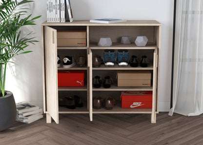 Zapatero multifunciones de  melamina 100x37x88 cm Roble