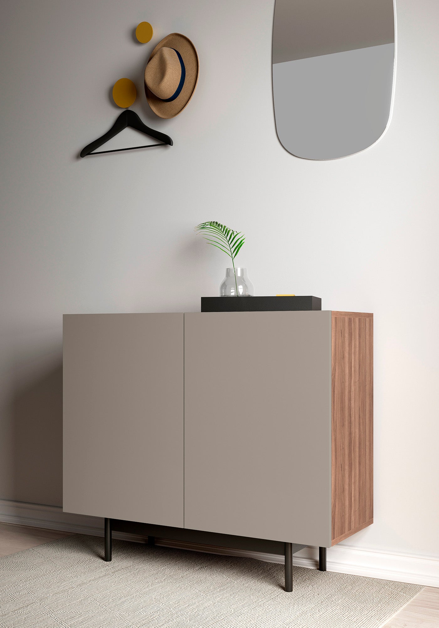 Recibidor de madera de haya y melamina 90x34x78 cm Marcelo