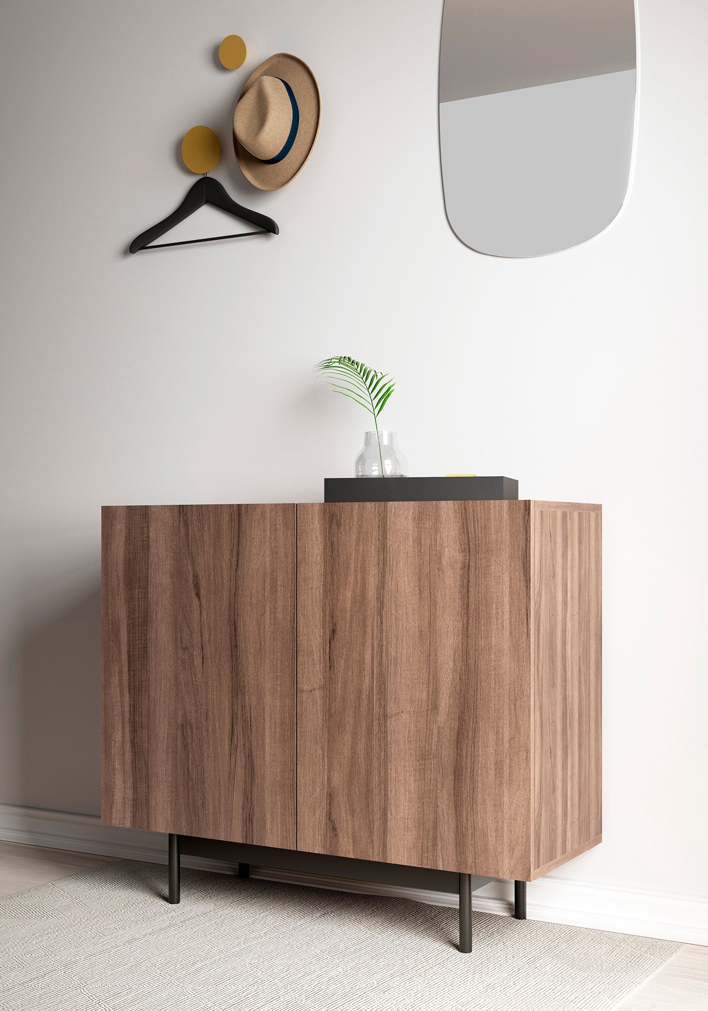 Recibidor de madera de haya y melamina 90x34x78 cm Marcelo