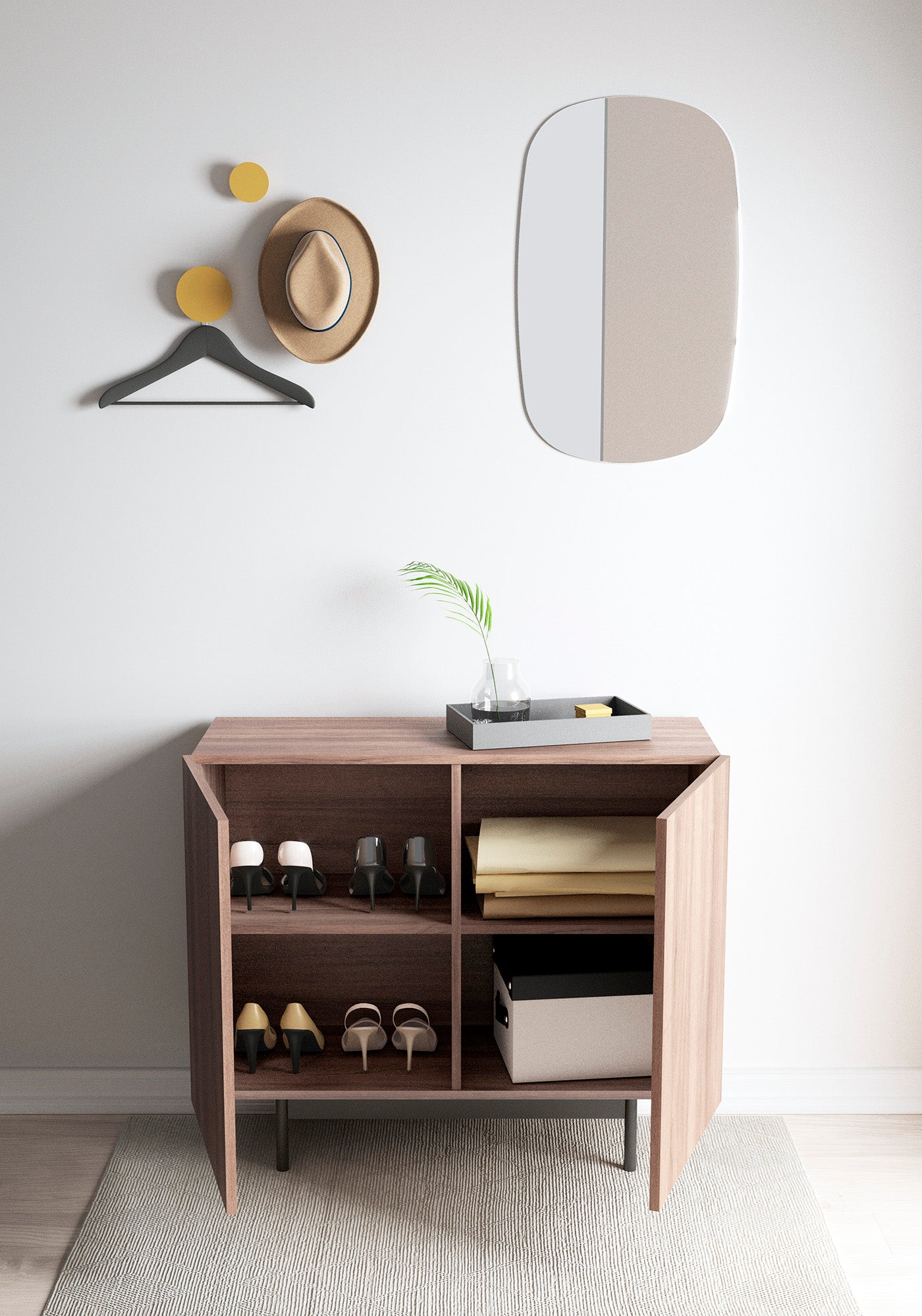 Recibidor de madera de haya y melamina 90x34x78 cm Marcelo