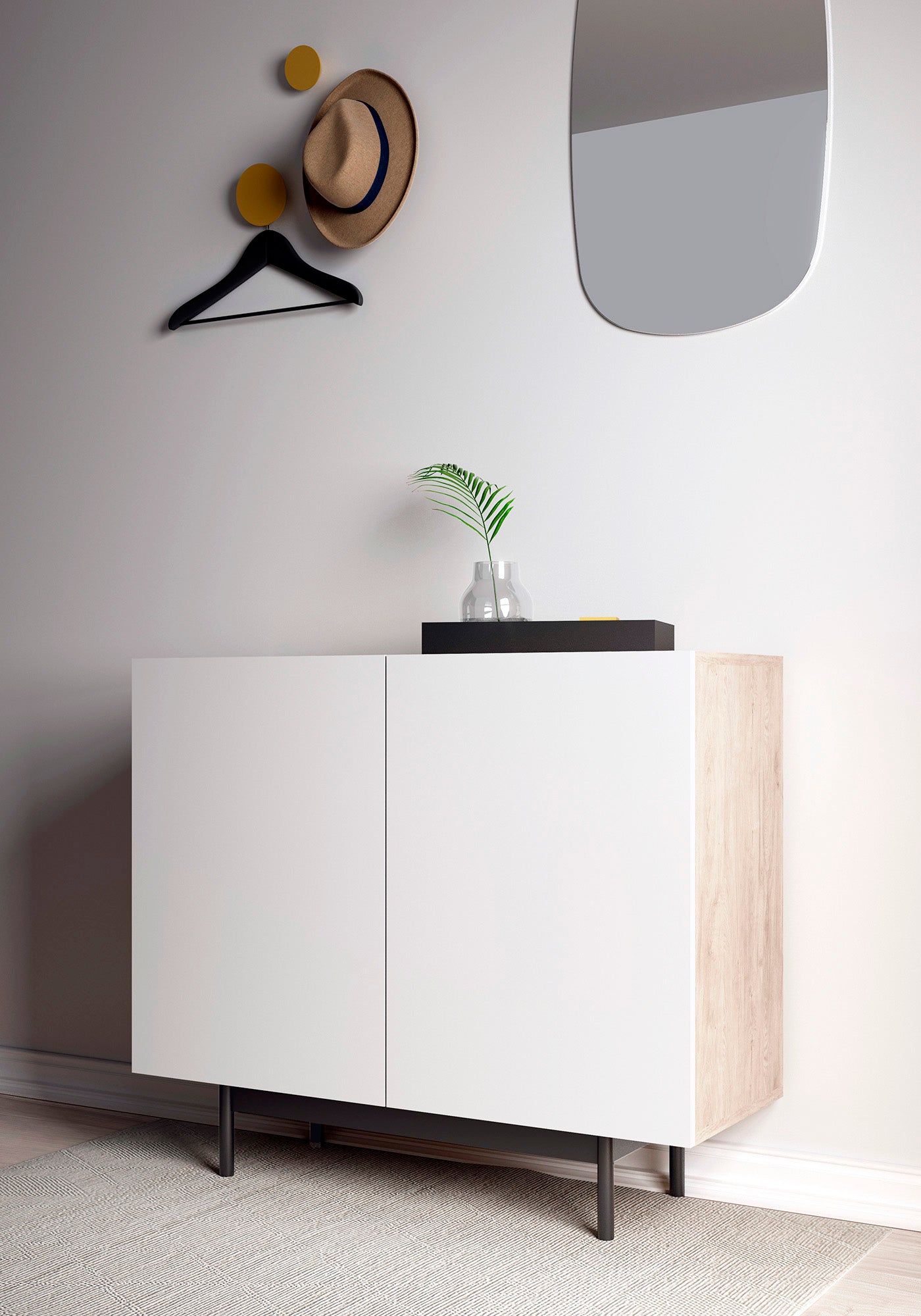 Recibidor de madera de haya y melamina 90x34x78 cm Marcelo