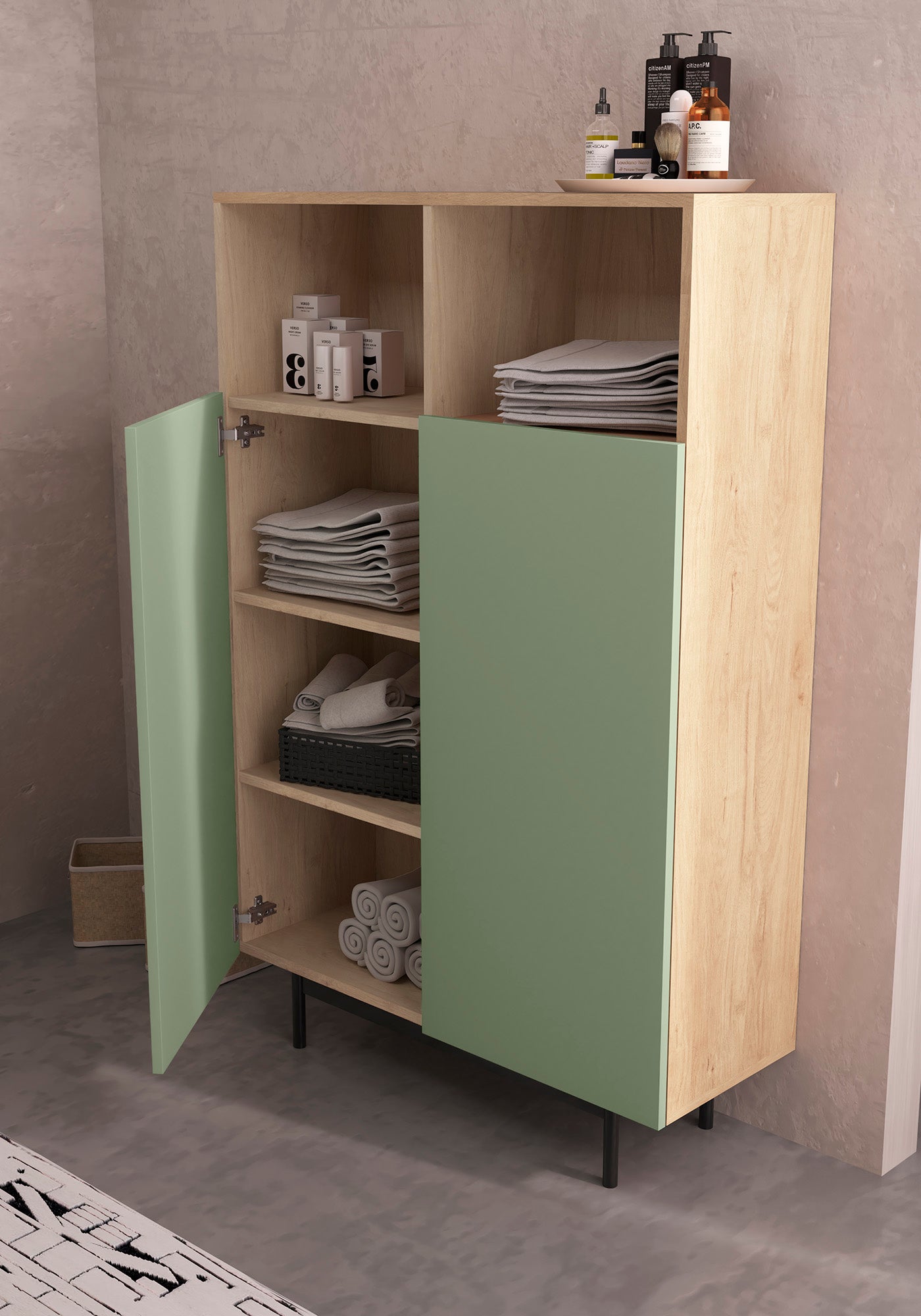 Aparador Multiusos de melamina 140x90x34 cm Baptista