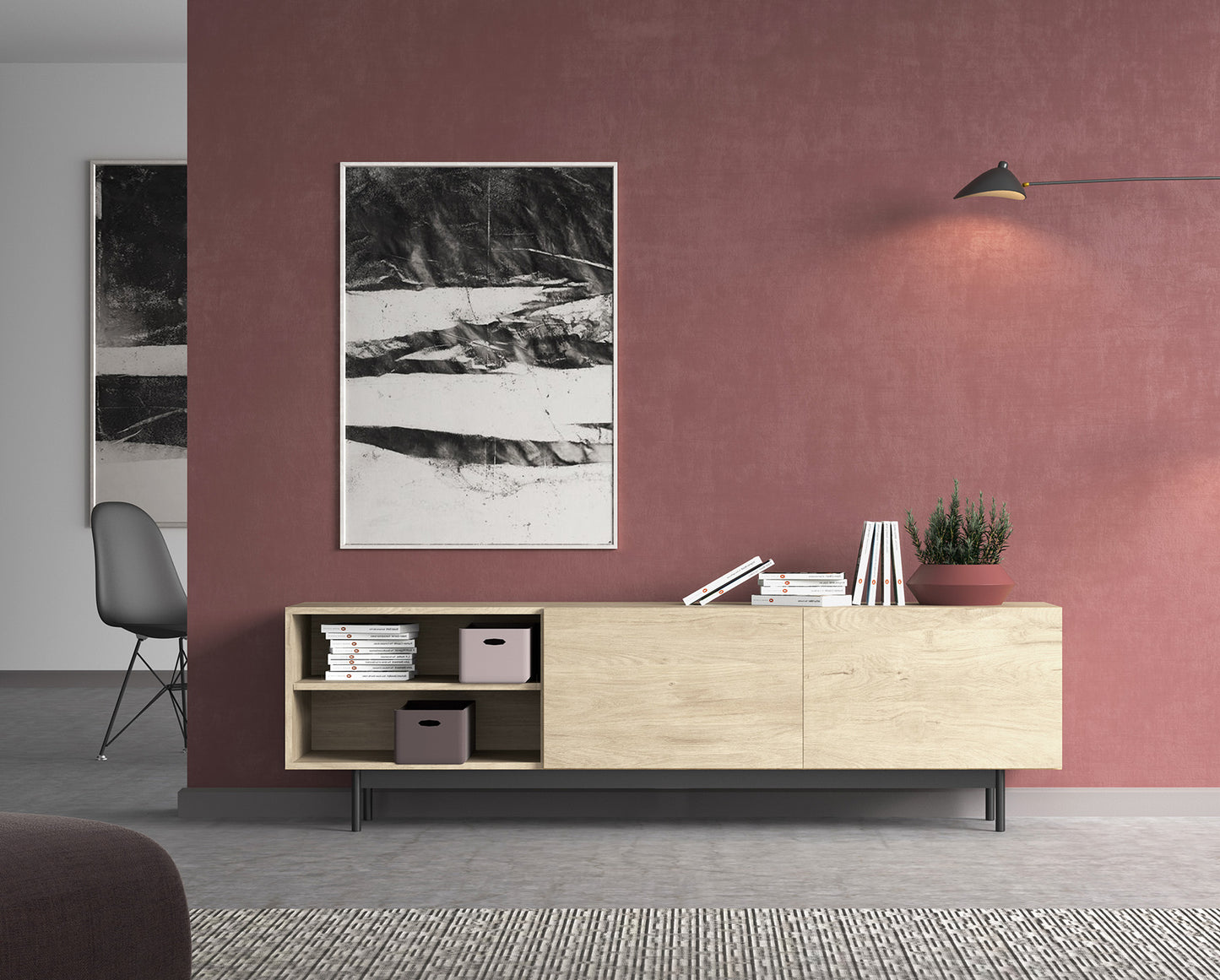 Mueble TV de melamina 180x44x52 cm Maximiliano