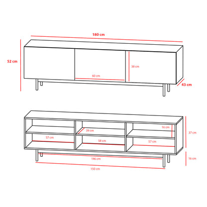 Mueble TV de melamina 180x44x52 cm Max