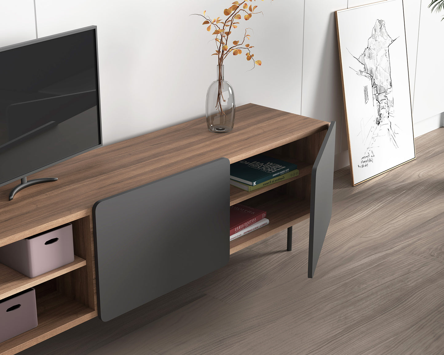 Mueble TV de melamina 180x44x54 cm Miguel