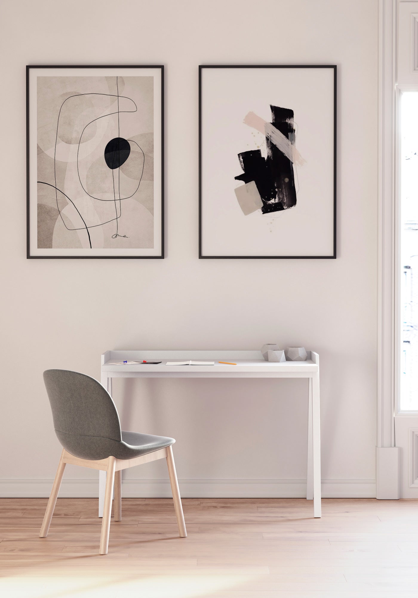 Escritorio de melamina con patas de madera de haya lacada, diseño elegante y funcional, ideal para hogar y oficina, maussa, blanco